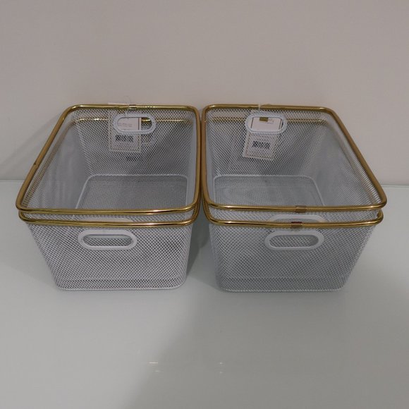 New Simplify Mesh Storage Bin w Gold Rim - 4 pack - Picture 2 of 4